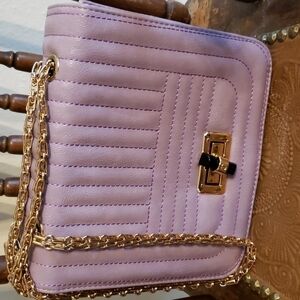 Mellow World faux leather quilted lilac handbag